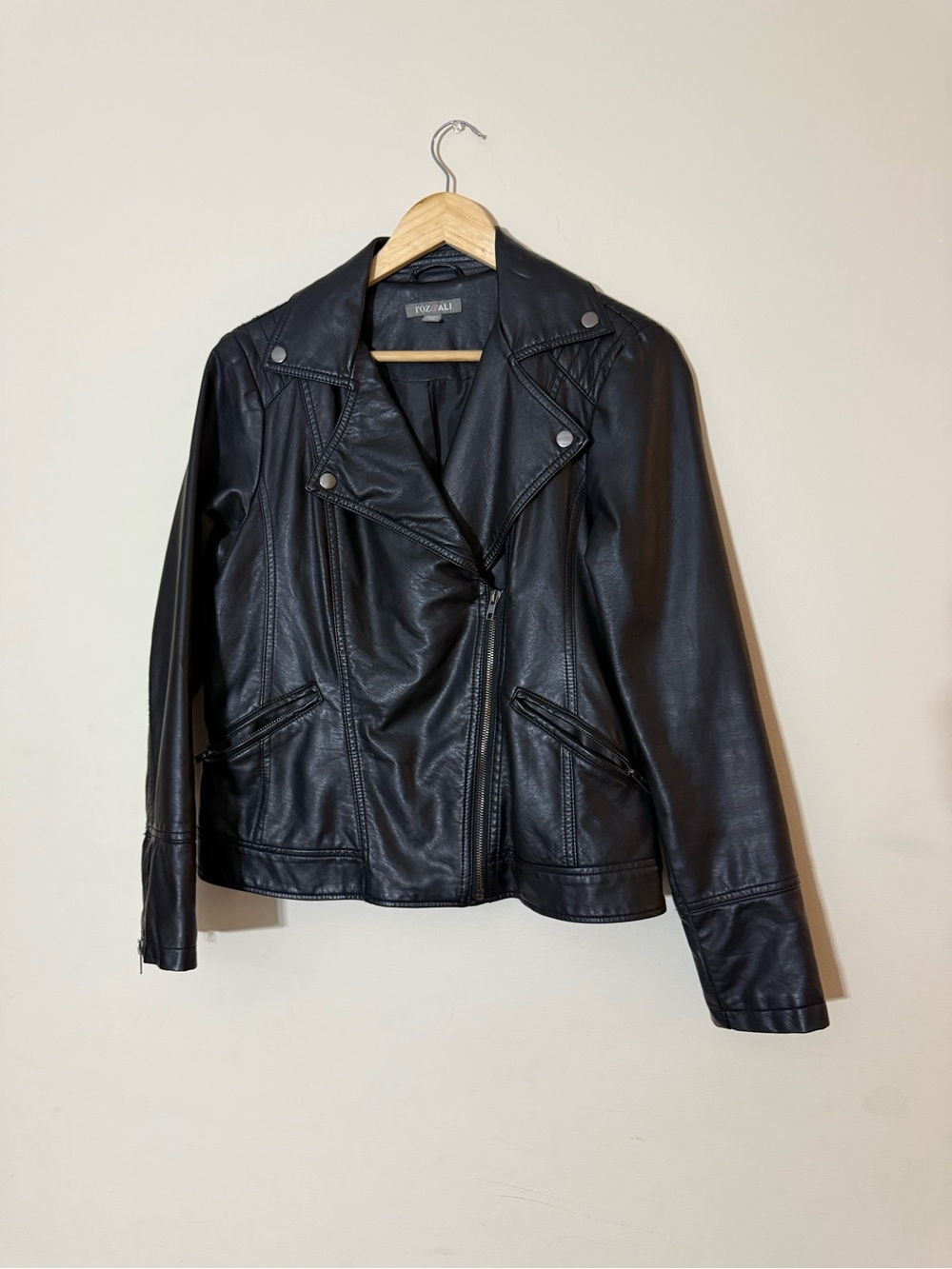 Black Faux Leather Moto Jacket -